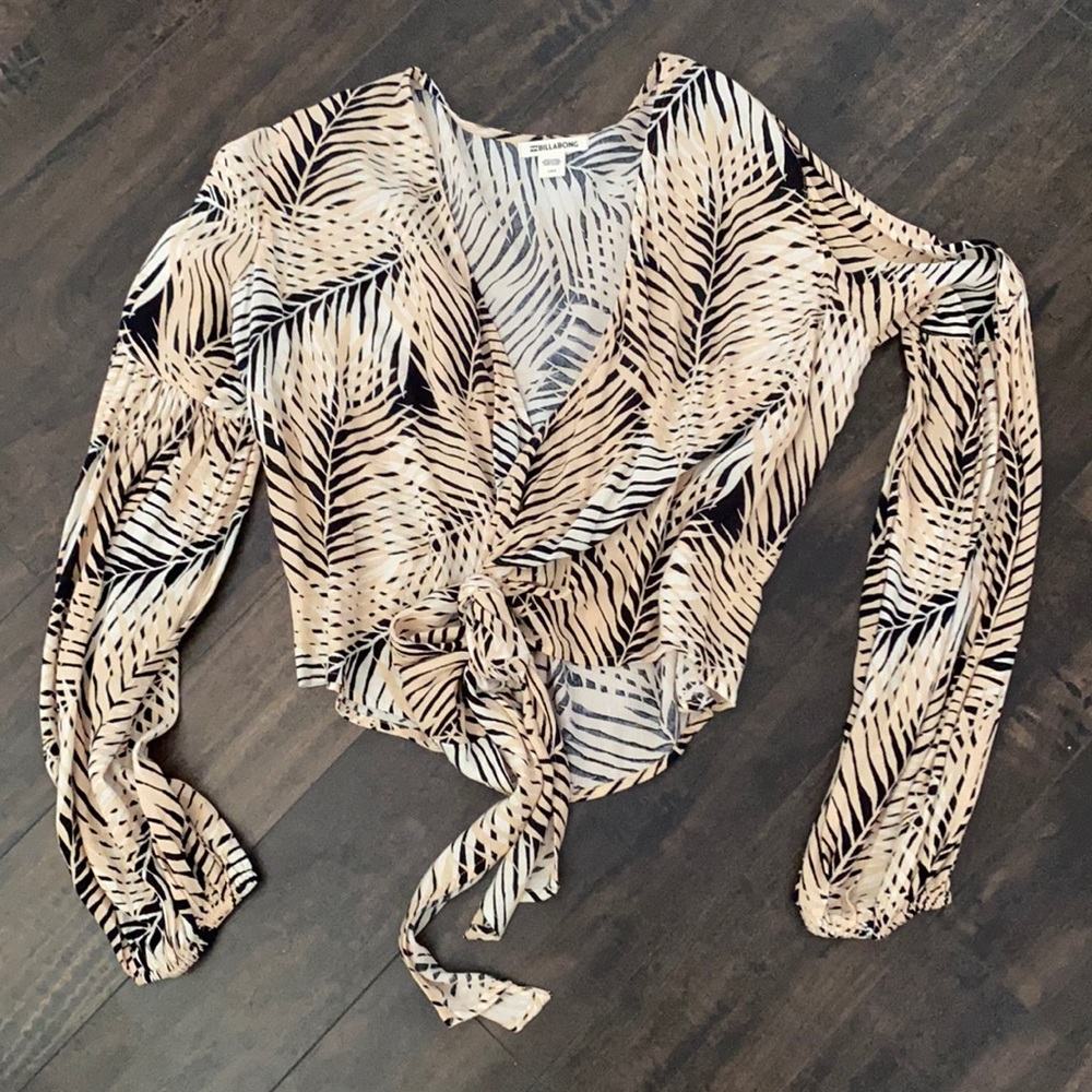 Tie front wrap blouse